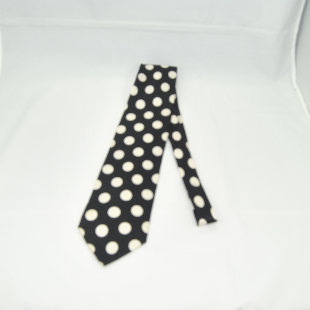 Black Silk Tie With White Dots - Tongue Tied